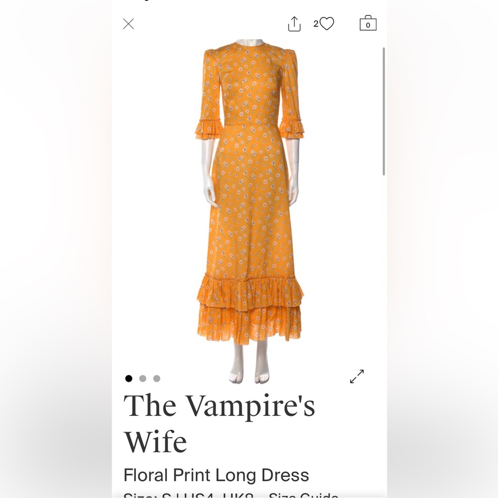 The Vampire’s Wife Cinderella, Yellow Floral Dress size small